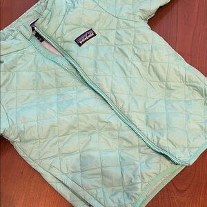 Patagonia Mint Green Quilted Jacket with Pink Lining